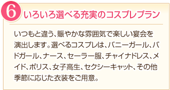 理由6:いろいろ選べる充実のコスプレプラン